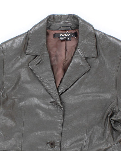 DKNY Dreamy Green Leather Coat - S