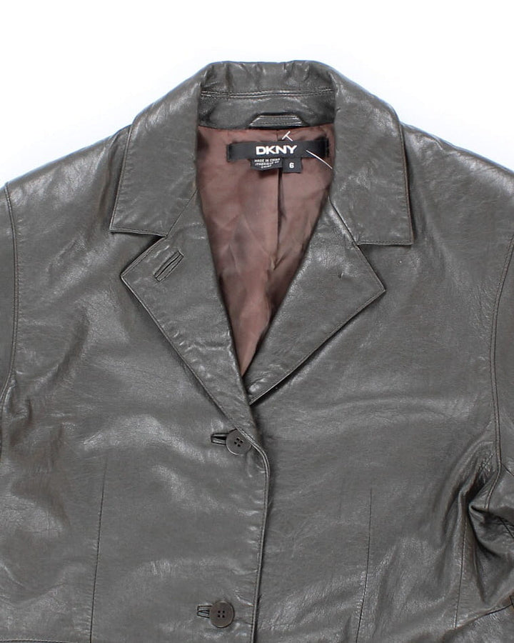 DKNY Dreamy Green Leather Coat - S