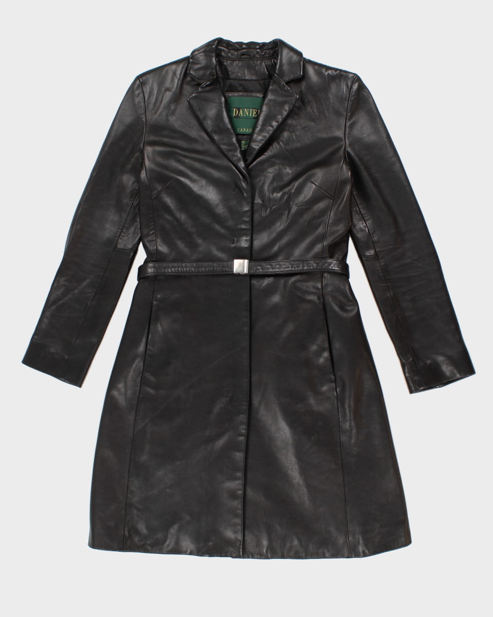 Vintage Danier Classic Belted Leather Coat - S