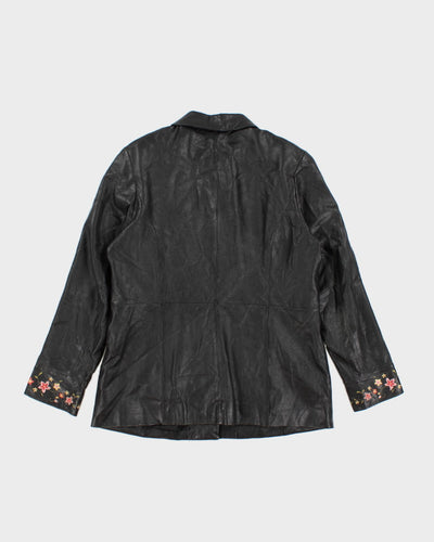 Vintage 90s Alfani Floral Embroidered Leather Jacket - L