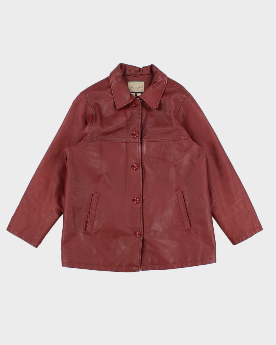 Vintage Sequence Red Leather Coat - M