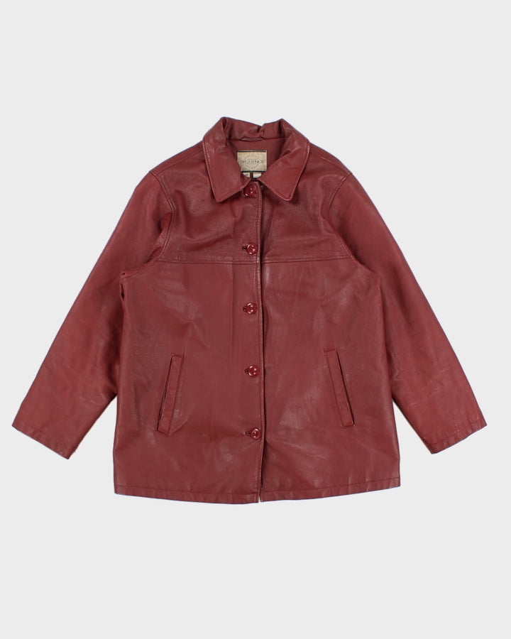 Vintage Sequence Red Leather Coat - M