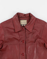 Vintage Sequence Red Leather Coat - M