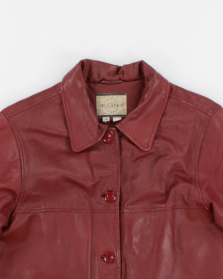Vintage Sequence Red Leather Coat - M