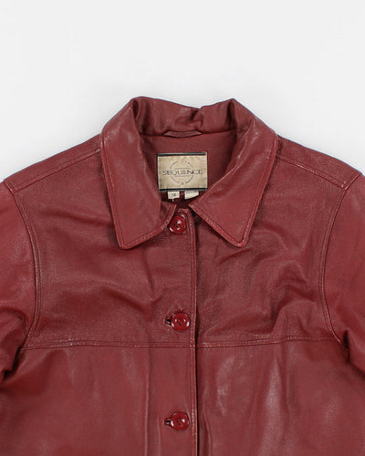 Vintage Sequence Red Leather Coat - M