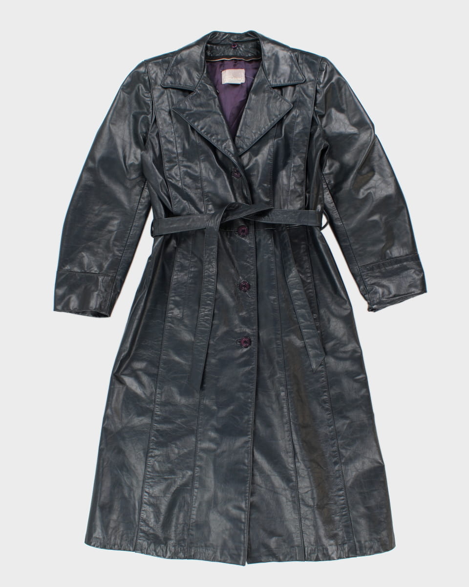 Vintage Sears Navy Leather Belted Coat - M