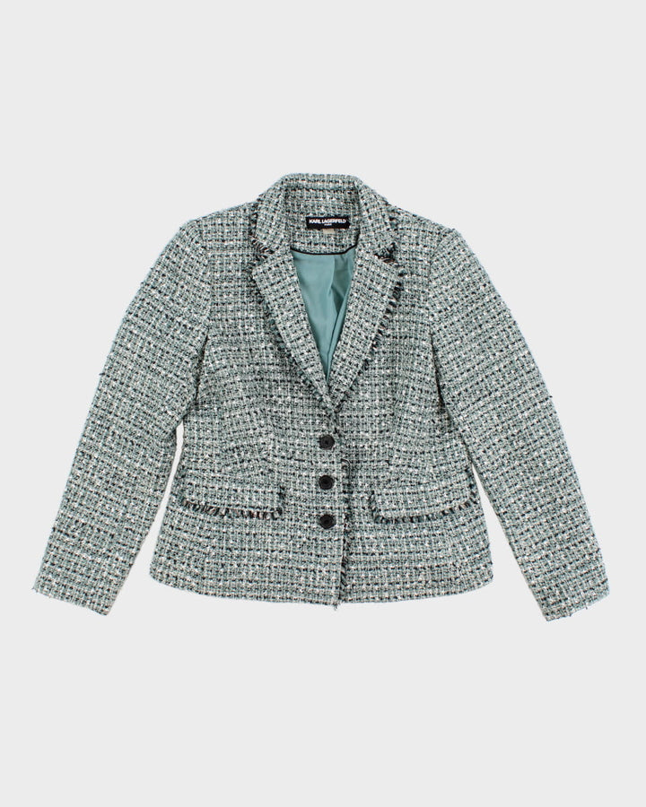 Women's Karl Lagerfeld  Buckled Tweed Bouclé Blazer Jacket - M