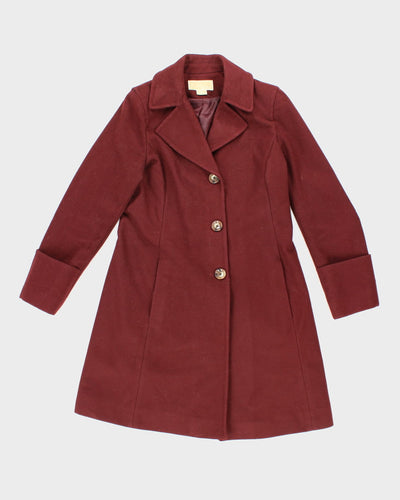 Womens Burgundy Michael Kors Long Coat - S