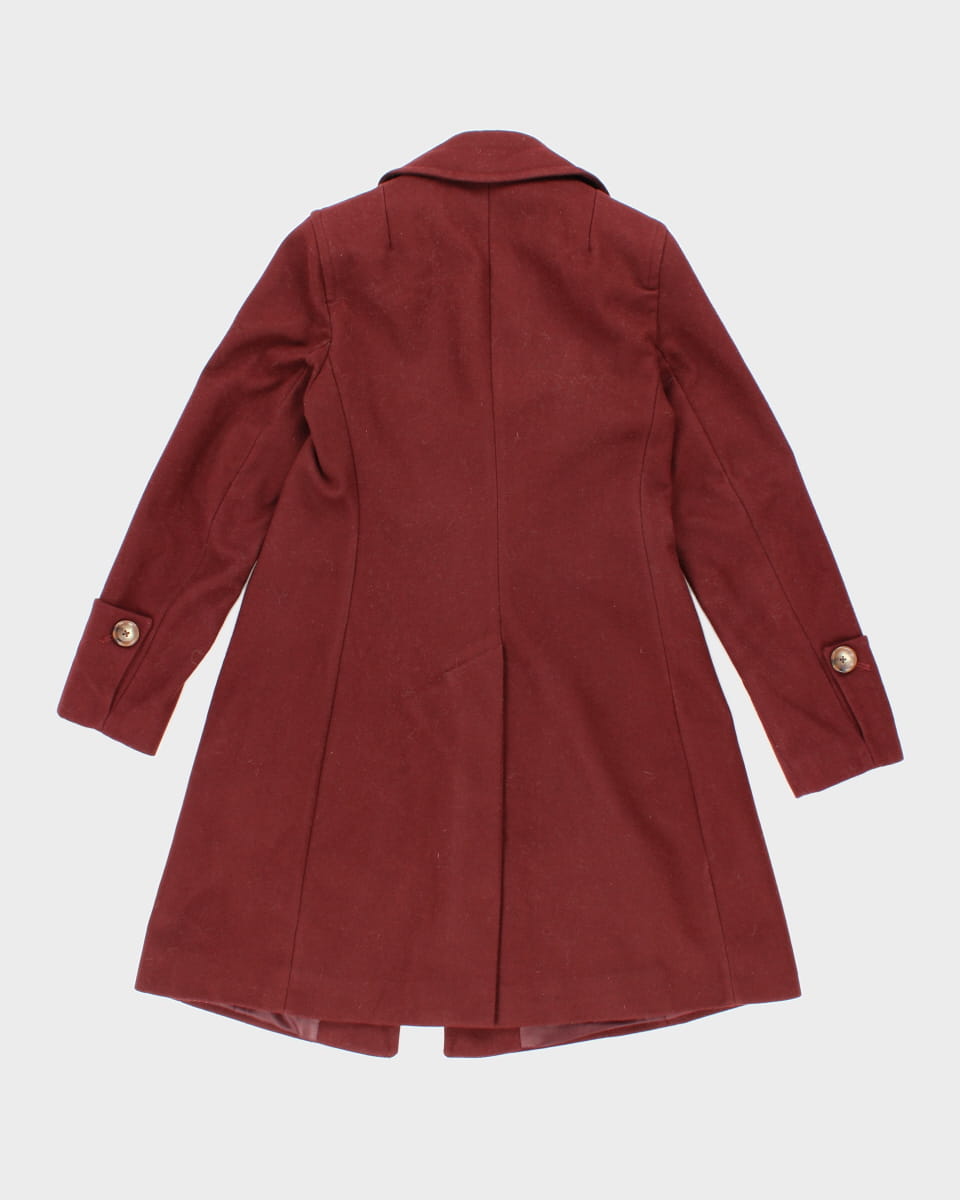 Womens Burgundy Michael Kors Long Coat - S