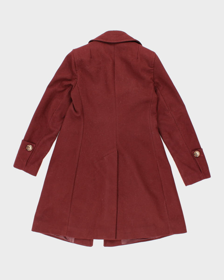 Womens Burgundy Michael Kors Long Coat - S