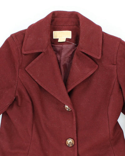 Womens Burgundy Michael Kors Long Coat - S