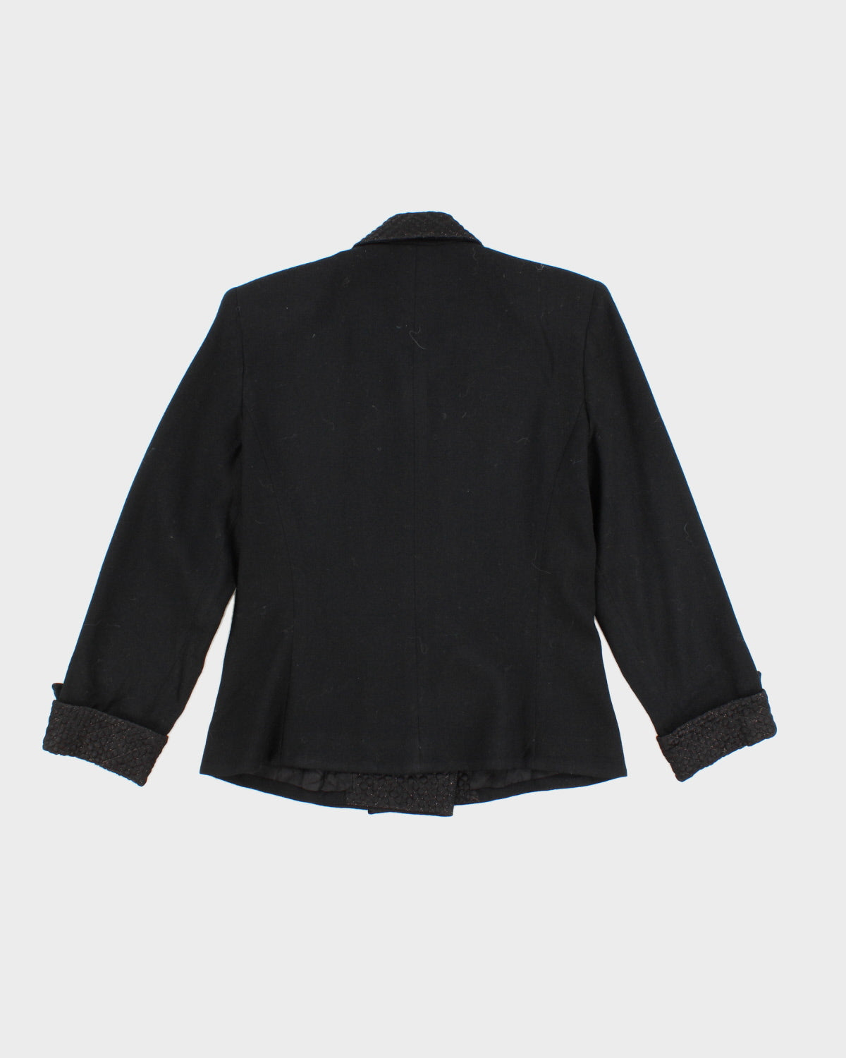 Womens Early 1990s Black Blazer with Gold Details - S