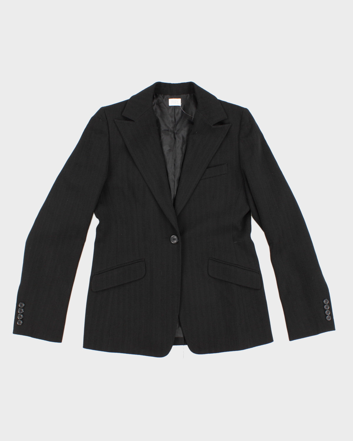 Womens Black Pinstripe Blazer Jacket - S