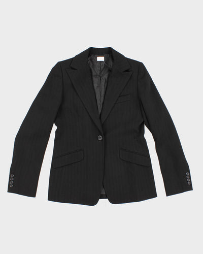 Womens Black Pinstripe Blazer Jacket - S