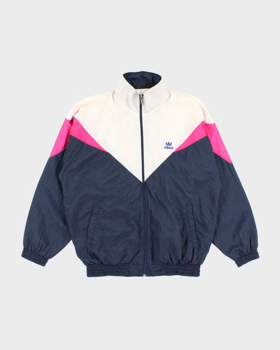 Womens 1980s Blue and White Adidas Windbreaker Jacket - XL