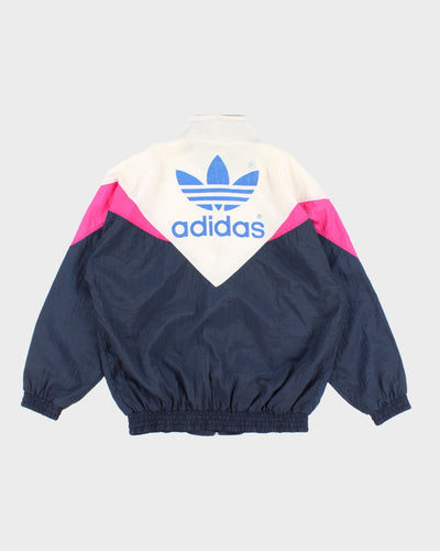 Womens 1980s Blue and White Adidas Windbreaker Jacket - XL