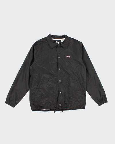 Black Stussy Button Up Windbreaker - L