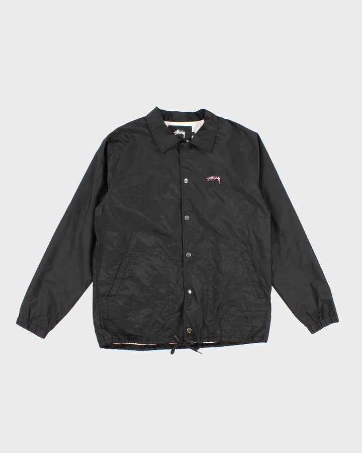 Black Stussy Button Up Windbreaker - L