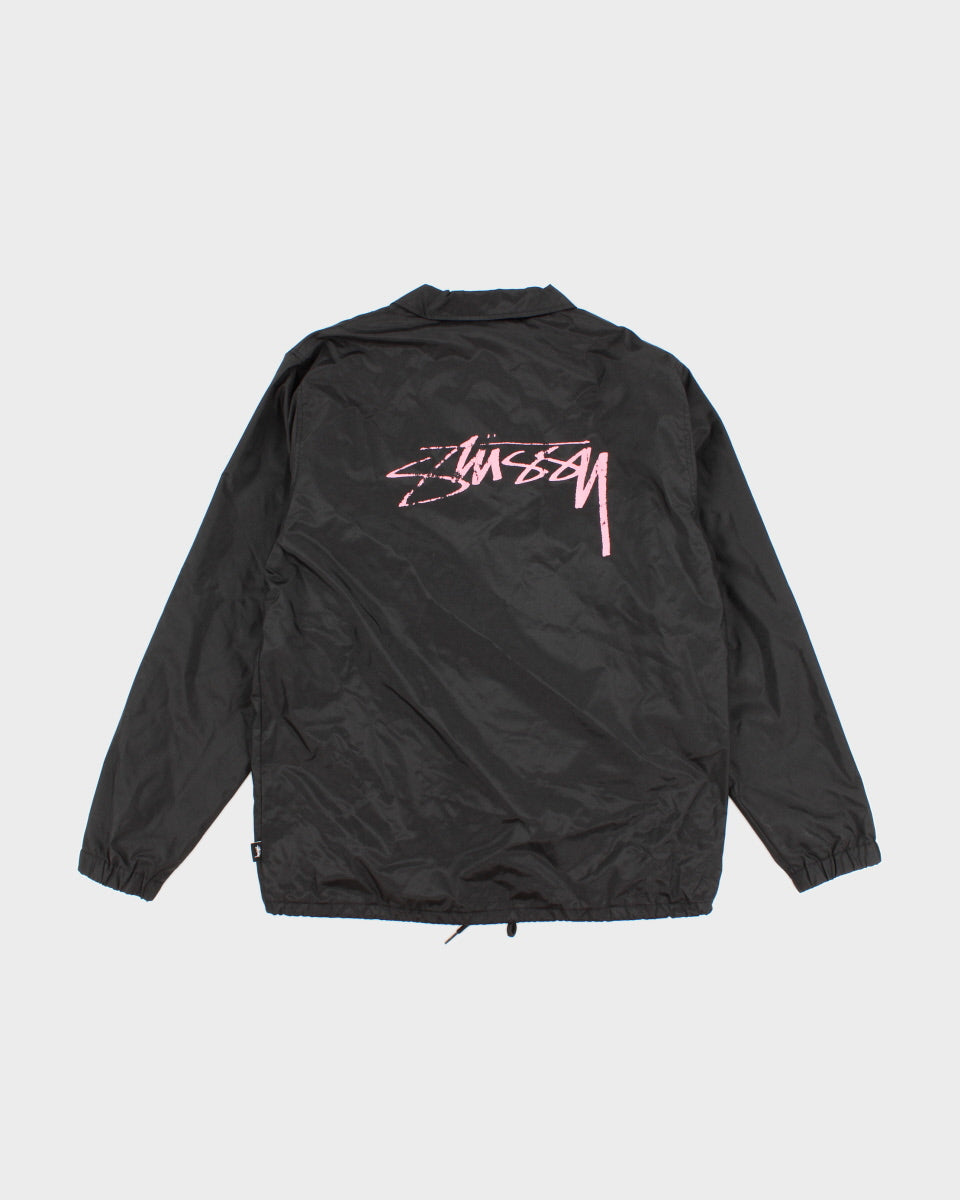 Black Stussy Button Up Windbreaker - L