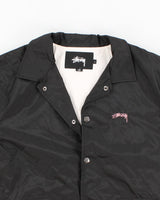 Black Stussy Button Up Windbreaker - L