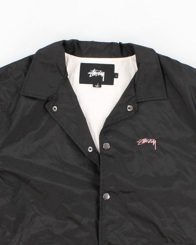 Black Stussy Button Up Windbreaker - L