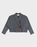 Womens 1980s Grey Double Breasted Suit Jacket - M