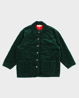 Womens Green Quilted Velvet Gardening Jacket - L