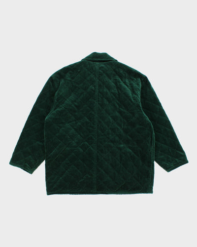 Womens Green Quilted Velvet Gardening Jacket - L