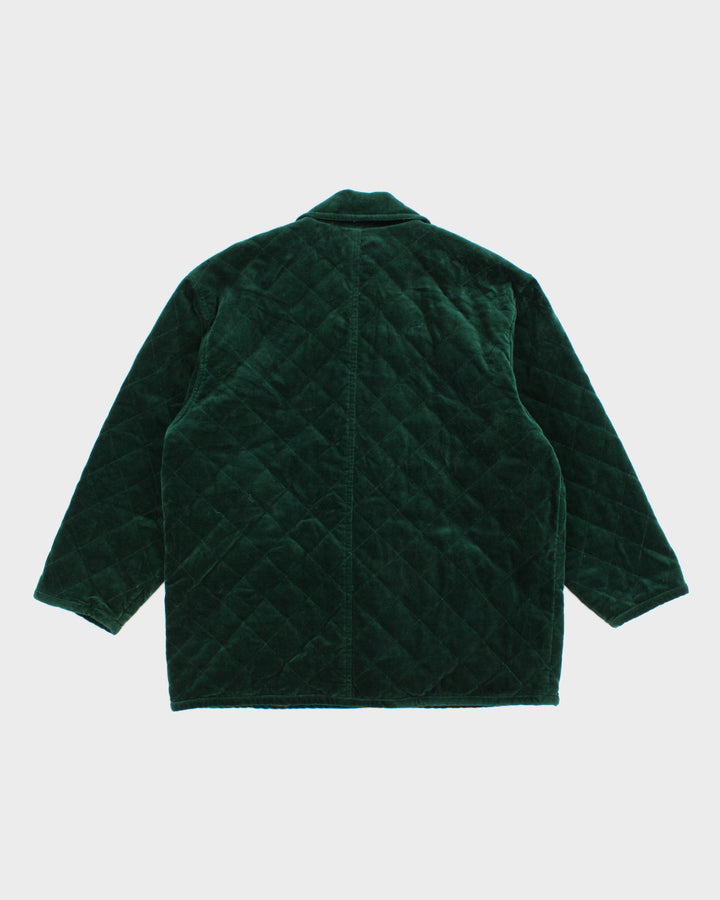 Womens Green Quilted Velvet Gardening Jacket - L