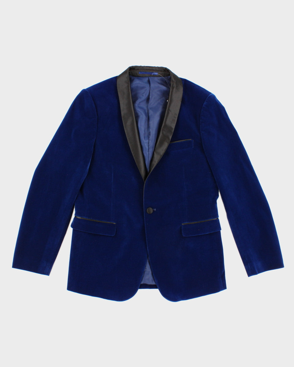 Velvet Sapphire Blue Tuxedo Overcoat - S