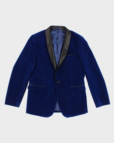 Velvet Sapphire Blue Tuxedo Overcoat - S