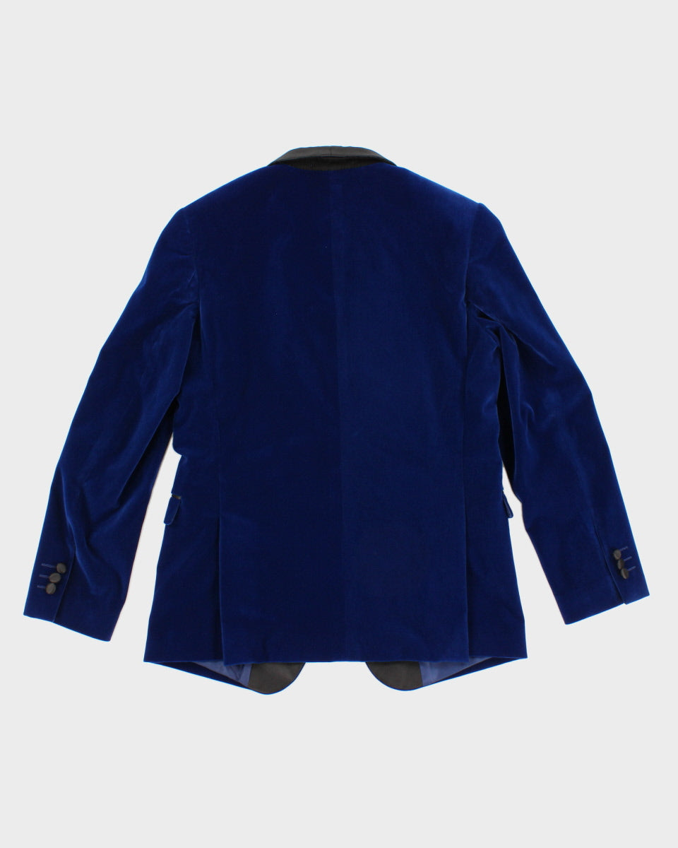 Velvet Sapphire Blue Tuxedo Overcoat - S