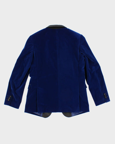 Velvet Sapphire Blue Tuxedo Overcoat - S