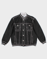 Black Demin True Religion Fleece Lined Jean Jacket - XXL