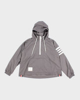 Womens Stone Grey Thom Browne Hooded Windbreaker Jacket - XS