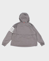 Womens Stone Grey Thom Browne Hooded Windbreaker Jacket - XS