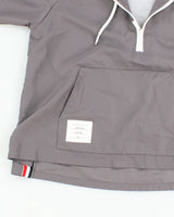 Womens Stone Grey Thom Browne Hooded Windbreaker Jacket - XS