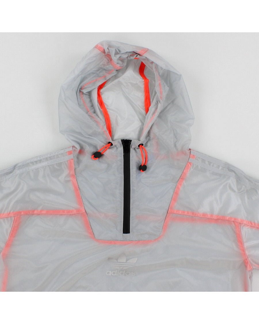 Womens Adidas Light Grey Transparent Adidas Windbreaker Jacket - S