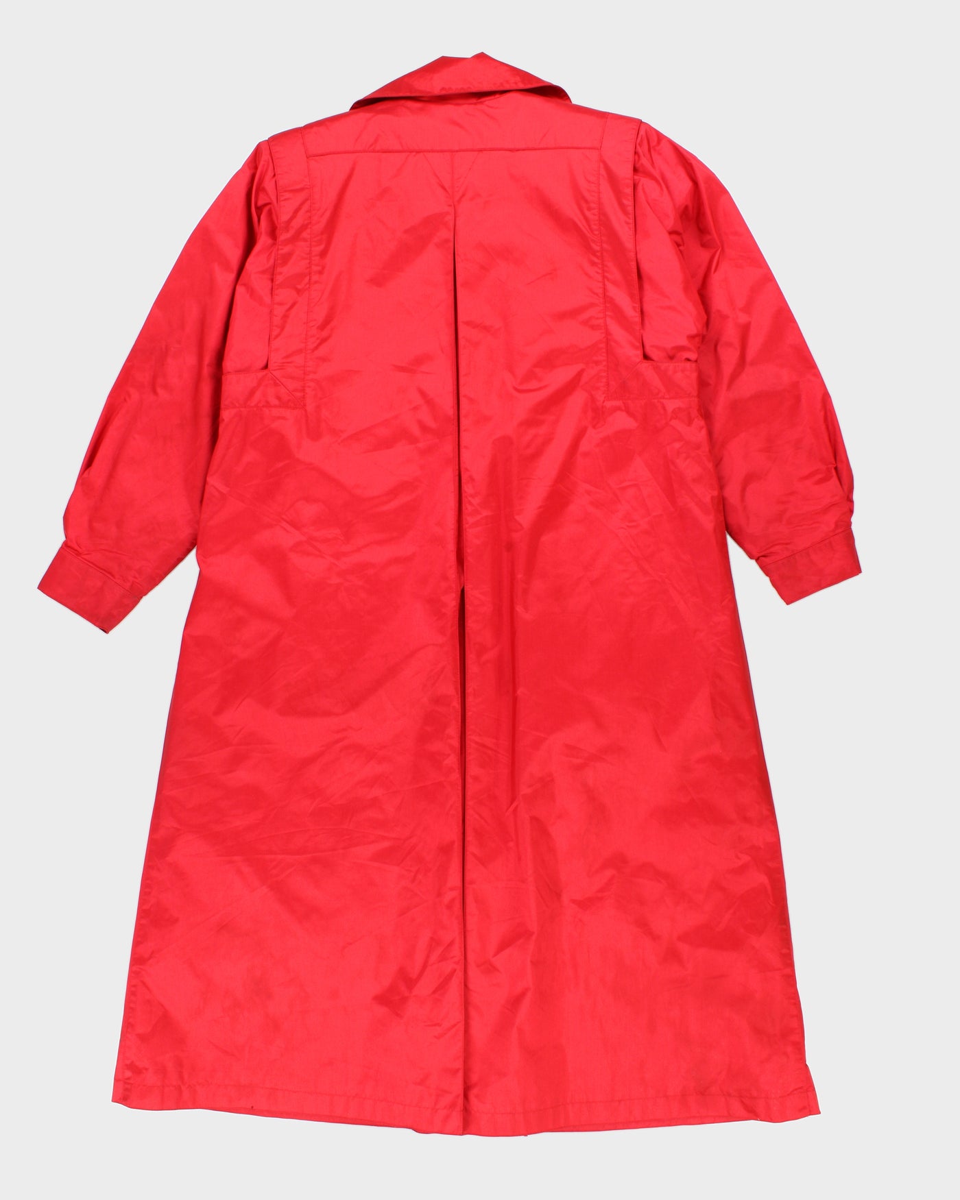 Womens 1980s Red Raincoat Trench - M