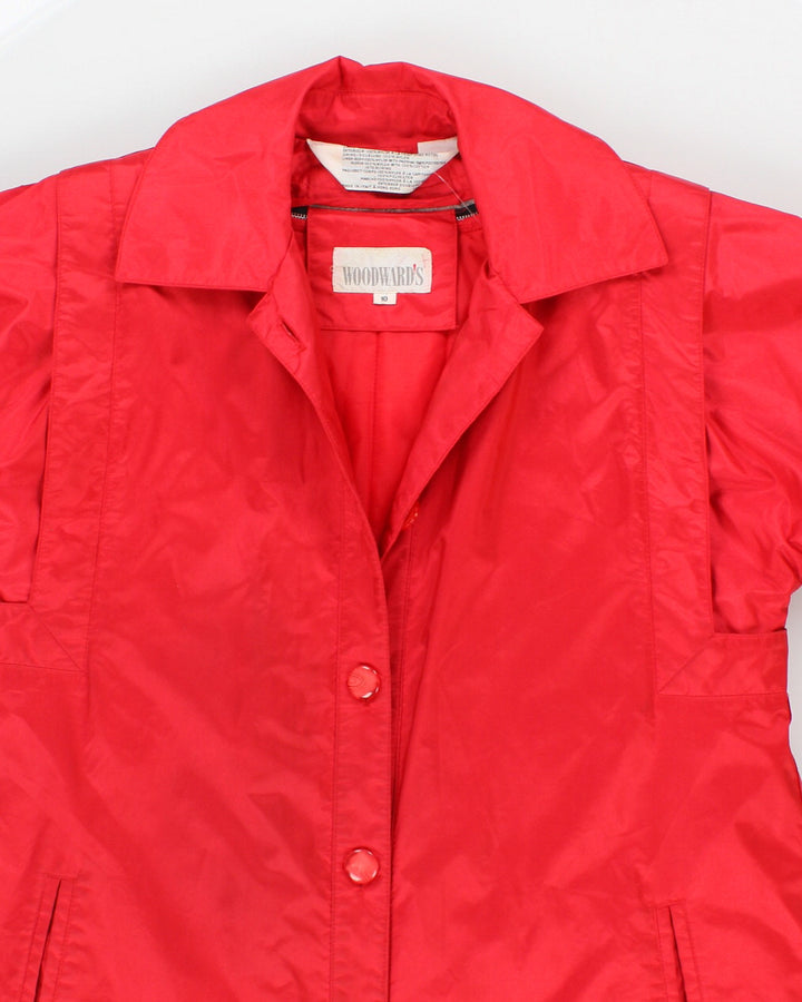 Womens 1980s Red Raincoat Trench - M