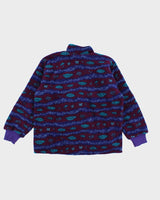 Womens Purple Patterned Zip Up Fleece - L