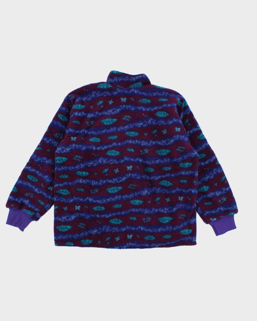Womens Purple Patterned Zip Up Fleece - L