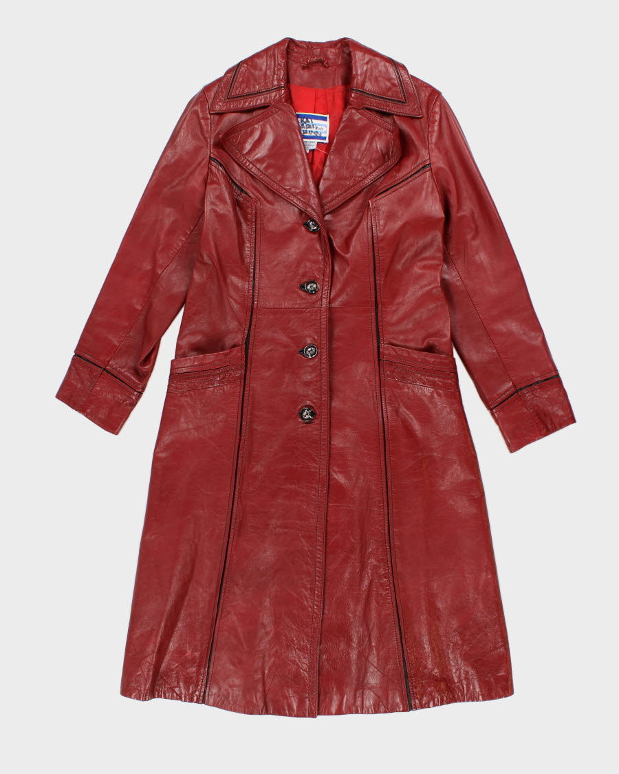 Rare Vintage 70s Suburban Heritage Classic Red Leather Coat - S