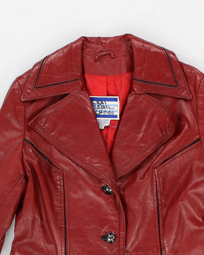 Rare Vintage 70s Suburban Heritage Classic Red Leather Coat - S