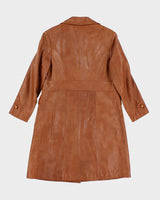 Vintage 70s Classic Brown Leather Coat - S