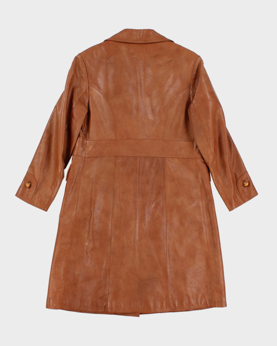 Vintage 70s Classic Brown Leather Coat - S