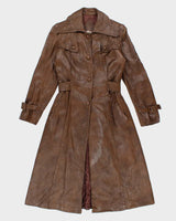 Vintage 70s Marquis Of London Classic Brown Leather Trench - S