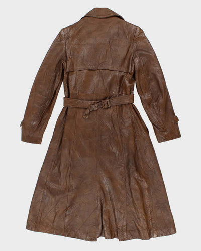 Vintage 70s Marquis Of London Classic Brown Leather Trench - S