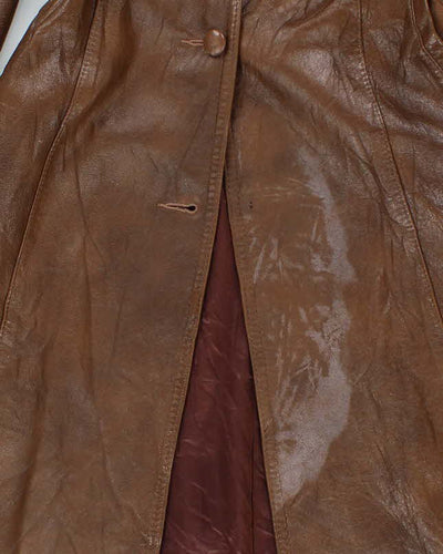 Vintage 70s Marquis Of London Classic Brown Leather Trench - S