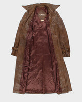 Vintage 70s Marquis Of London Classic Brown Leather Trench - S